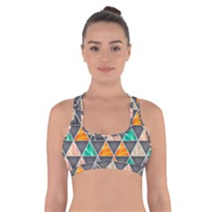 Abstract Geometric Triangle Shape Cross Back Sports Bra by Nexatart