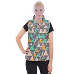 Abstract Geometric Triangle Shape Women s Button Up Puffer Vest by Nexatart