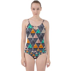 Abstract Geometric Triangle Shape Cut Out Top Tankini Set by Nexatart