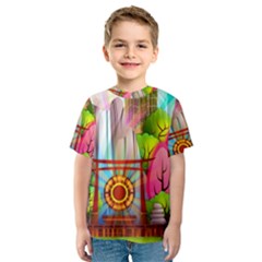 Zen Garden Japanese Nature Garden Kids  Sport Mesh Tee