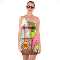 Zen Garden Japanese Nature Garden One Soulder Bodycon Dress