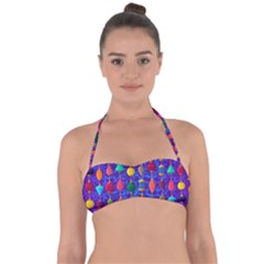 Colorful Background Stones Jewels Halter Bandeau Bikini Top