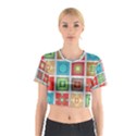 Tiles Pattern Background Colorful Cotton Crop Top View1