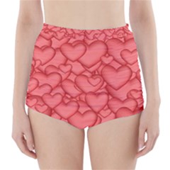 Background Hearts Love High-Waisted Bikini Bottoms