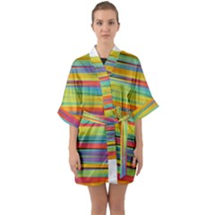 Colorful Background Quarter Sleeve Kimono Robe