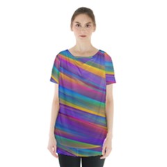 Colorful Background Skirt Hem Sports Top