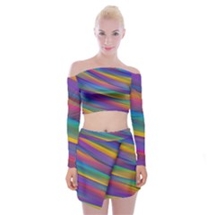 Colorful Background Off Shoulder Top With Mini Skirt Set