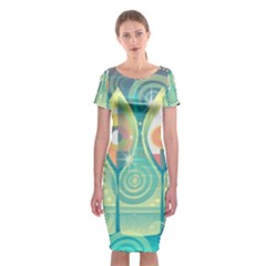 Background Landscape Surreal Classic Short Sleeve Midi Dress by Nexatart