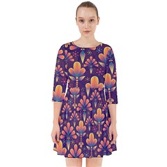 Abstract Background Floral Pattern Smock Dress