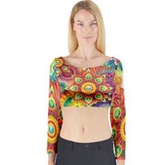 Colorful Abstract Background Colorful Long Sleeve Crop Top