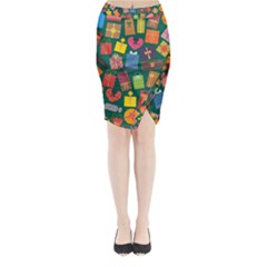 Presents Gifts Background Colorful Midi Wrap Pencil Skirt by Nexatart