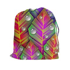 Abstract Background Colorful Leaves Drawstring Pouches (xxl)