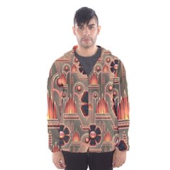 Background Floral Flower Stylised Hooded Wind Breaker (men) by Nexatart