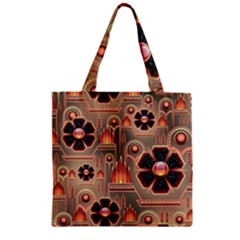 Background Floral Flower Stylised Zipper Grocery Tote Bag by Nexatart