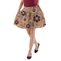 Background Floral Flower Stylised A-line Pocket Skirt