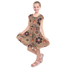 Background Floral Flower Stylised Kids  Short Sleeve Dress by Nexatart