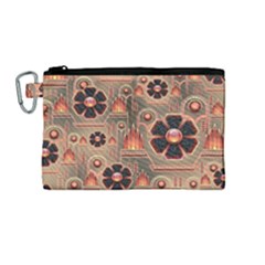 Background Floral Flower Stylised Canvas Cosmetic Bag (medium) by Nexatart