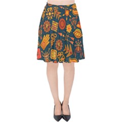 Pattern Background Ethnic Tribal Velvet High Waist Skirt