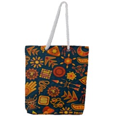 Pattern Background Ethnic Tribal Full Print Rope Handle Tote (large)