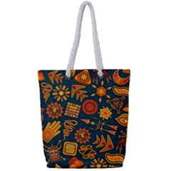 Pattern Background Ethnic Tribal Full Print Rope Handle Tote (small) by Nexatart