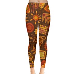 Pattern Background Ethnic Tribal Leggings  by Nexatart