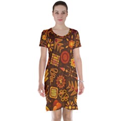 Pattern Background Ethnic Tribal Short Sleeve Nightdress by Nexatart