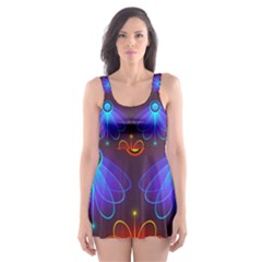Background Colorful Abstract Skater Dress Swimsuit by Nexatart