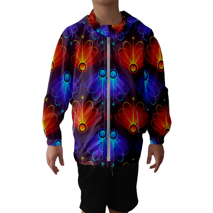 Background Colorful Abstract Hooded Wind Breaker (Kids)