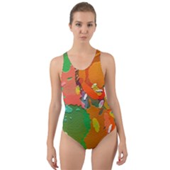 Background Colorful Abstract Cut-out Back One Piece Swimsuit by Nexatart