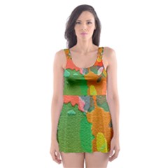 Background Colorful Abstract Skater Dress Swimsuit by Nexatart