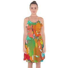 Background Colorful Abstract Ruffle Detail Chiffon Dress by Nexatart