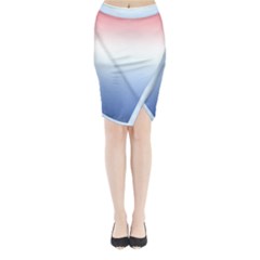 Red And Blue Midi Wrap Pencil Skirt