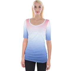 Red And Blue Wide Neckline Tee