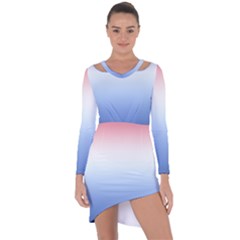 Red And Blue Asymmetric Cut-Out Shift Dress