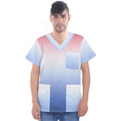 Red And Blue Men s V-Neck Scrub Top
