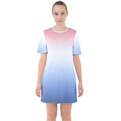 Red And Blue Sixties Short Sleeve Mini Dress