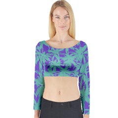 Electric Palm Tree Long Sleeve Crop Top by jumpercat