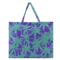 Electric Palm Tree Zipper Large Tote Bag by jumpercat