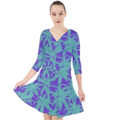 Electric Palm Tree Quarter Sleeve Front Wrap Dress	 by jumpercat