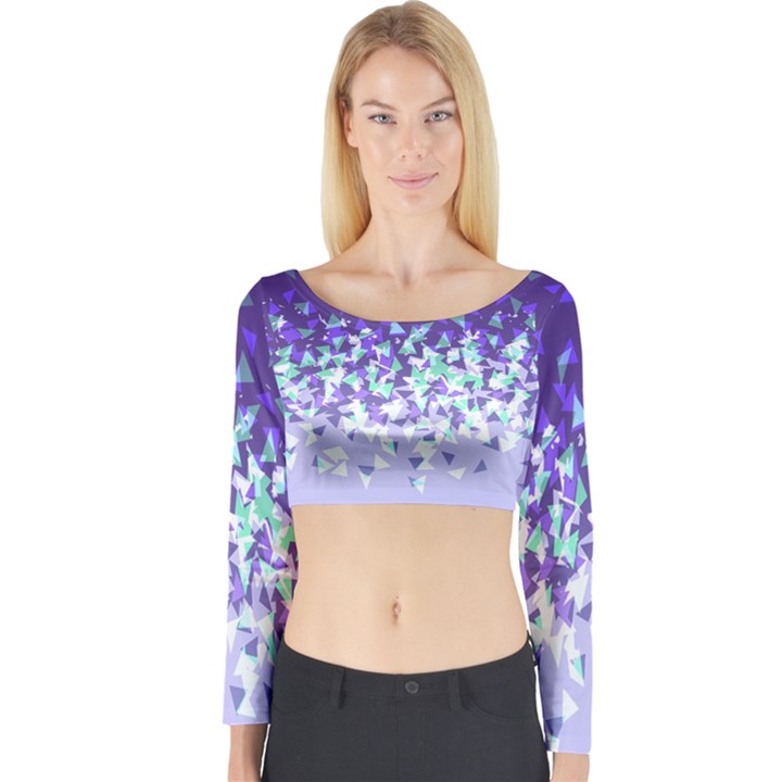 Purple Disintegrate Long Sleeve Crop Top