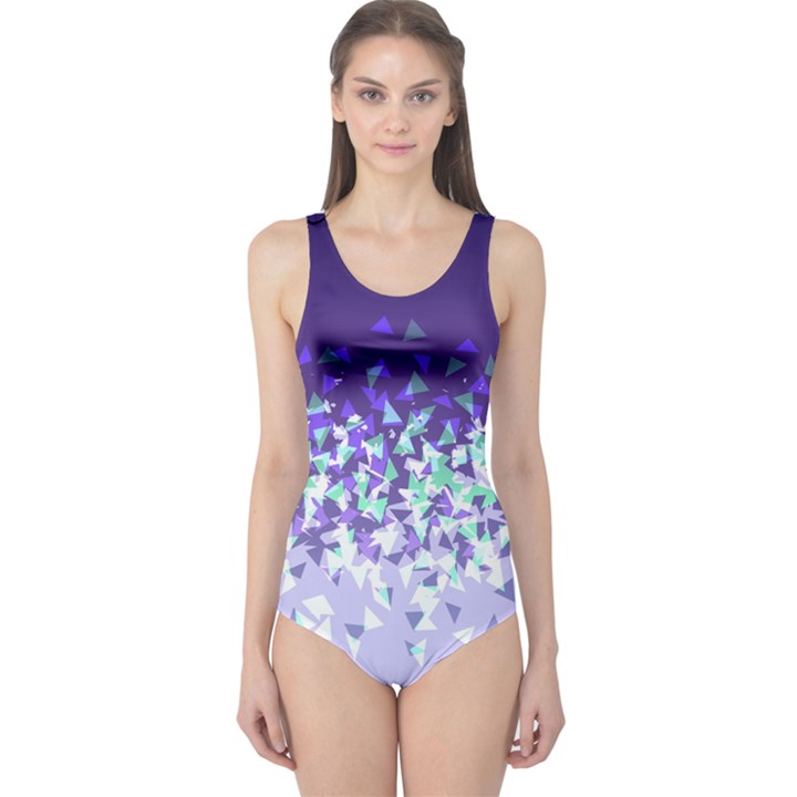 Purple Disintegrate One Piece Swimsuit