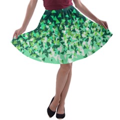 Green Disintegrate A-line Skater Skirt