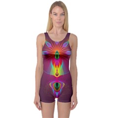 Abstract Bright Colorful Background One Piece Boyleg Swimsuit by Nexatart