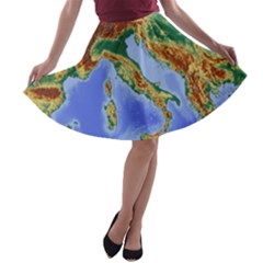 Italy Alpine Alpine Region Map A-line Skater Skirt by Nexatart