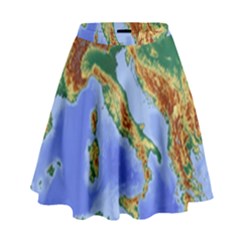 Italy Alpine Alpine Region Map High Waist Skirt by Nexatart