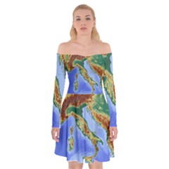 Italy Alpine Alpine Region Map Off Shoulder Skater Dress by Nexatart