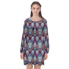 Seamless Pattern Pattern Long Sleeve Chiffon Shift Dress  by Nexatart