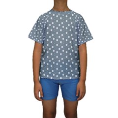 Floral Dots Blue Kids  Short Sleeve Swimwear