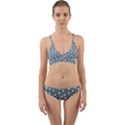 Floral Dots Blue Wrap Around Bikini Set View1