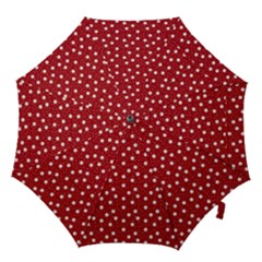 Floral Dots Red Hook Handle Umbrellas (large) by snowwhitegirl